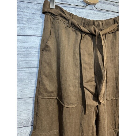 ZARA NEW WOMAN WIDE LEGS, BROWN,VISCOSE PANTS SIZE LARGE - Picture 7 of 10
